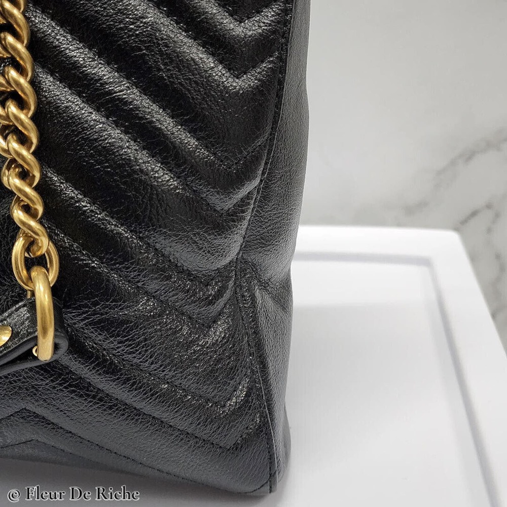 Gucci Calfskin Matelassé Medium GG Marmont Slim Tote Bag Black - Picture 7 of 7